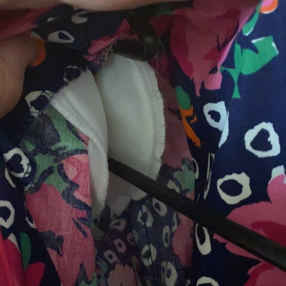 Vintage Navy And Pink Flower Print Dress Sz 12 - Picture 5 of 10